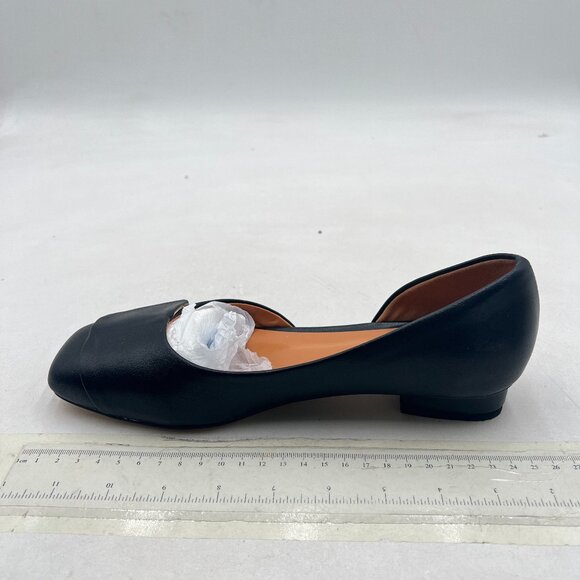 Wo Wagas Black Pump Side Cut Block Low Heel Square Toe Slip On Working Shoe - Picture 2 of 8